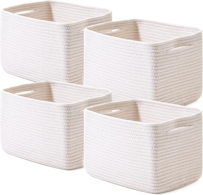 Storage Baskets for Organizing, Woven Basket for Storage, Storage Baskets Bin for Shelves, Cotton