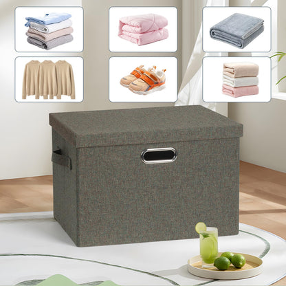 Large 17" 36 Quart Collapsible Stackable Storage Bins with Lids, 3 Packs Dark green Foldable Fabric