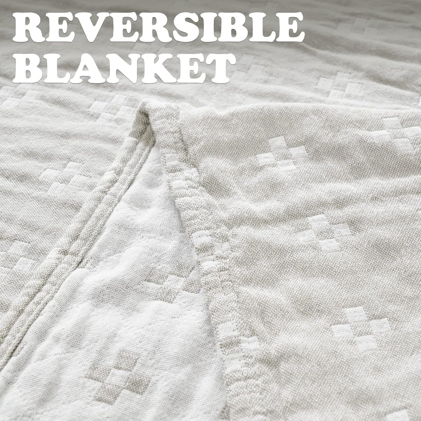 jinchan Boho 100% Cotton Blanket Muslin 50x60 Inches Lightweight 3-Layer Geometric Cross Pattern