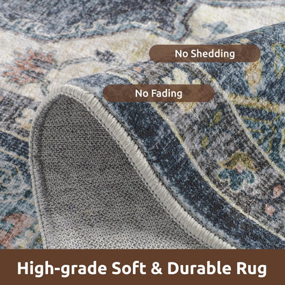 AMOAMI-Area Rug 6X9 Rugs for Living Room-Vintage Soft Blue Rugs for Bedroom-Non Slip Carpet-Machine