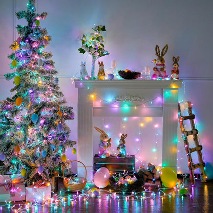 JMEXSUSS 33ft 100 LED Easter Lights for Indoor Outdoor Use, 8 Modes Connectable Easter String