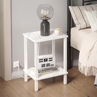 TUTOTAK End Table with Charging Station, Set of 2, Small Side Table, Nightstand Bedside Table