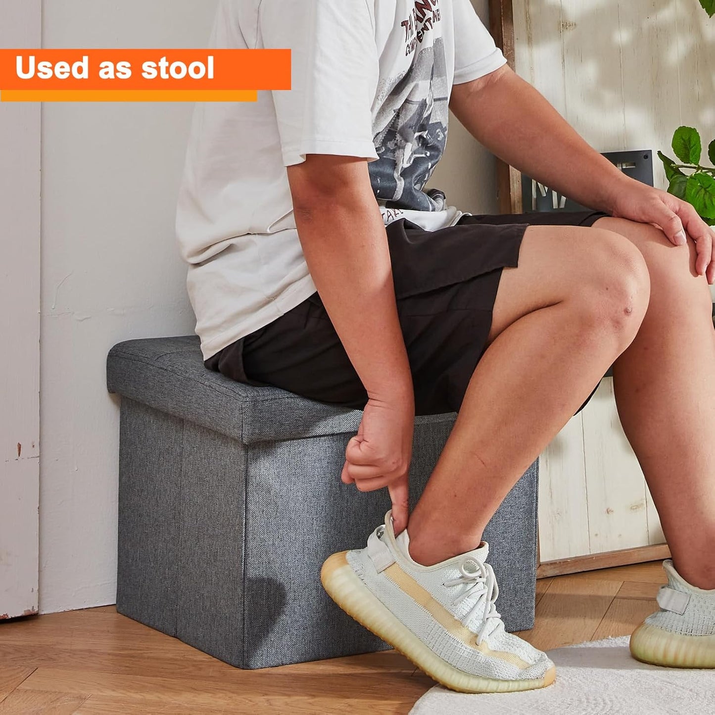 ALASDO Storage Ottoman Footrest Stool Small Ottoman with Storage Foldable Ottomans Foot Rest