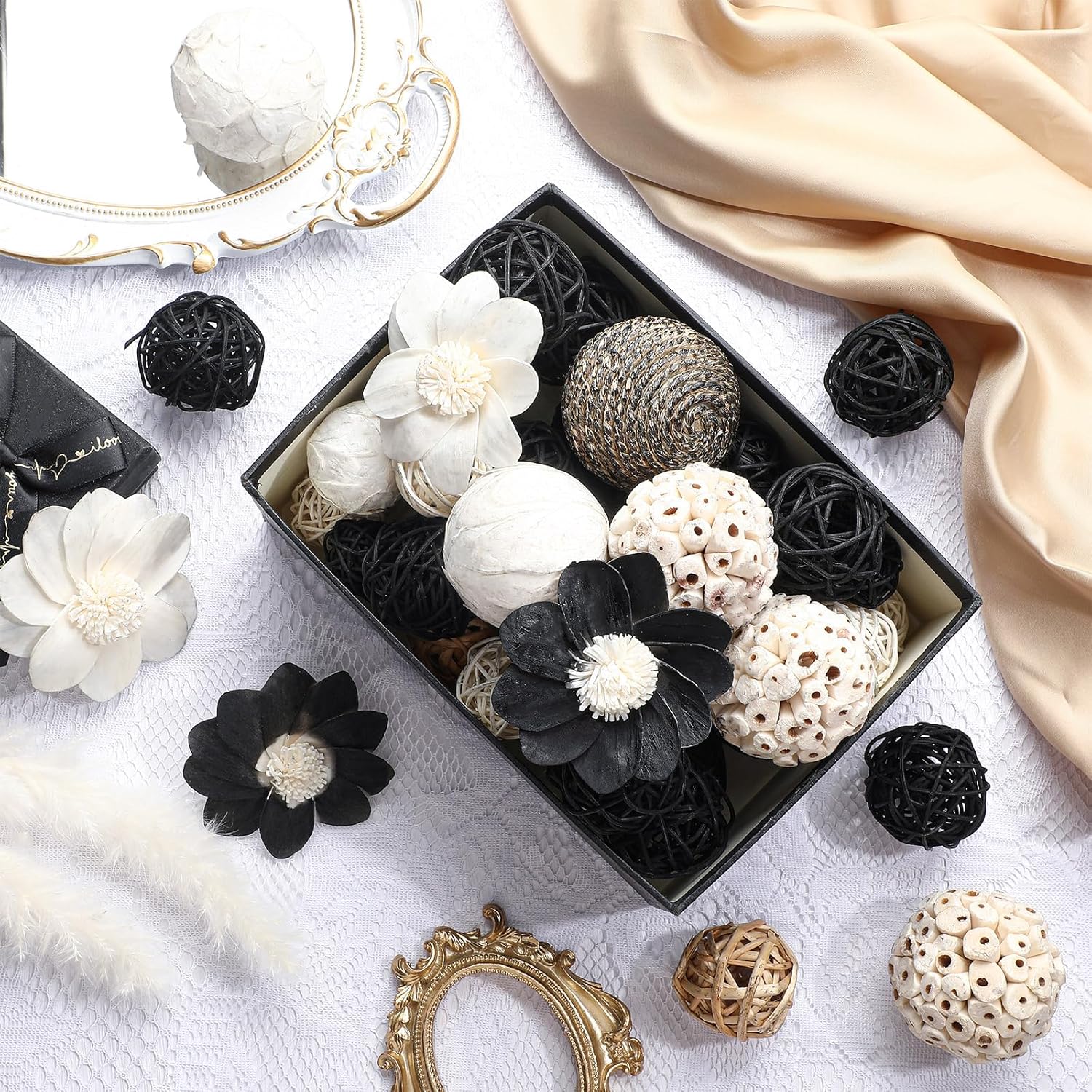 Riceshoot 2 Pack Decorative Balls Potpourri Bowl Filler Decor Natural Vase Bowl Filler Assorted