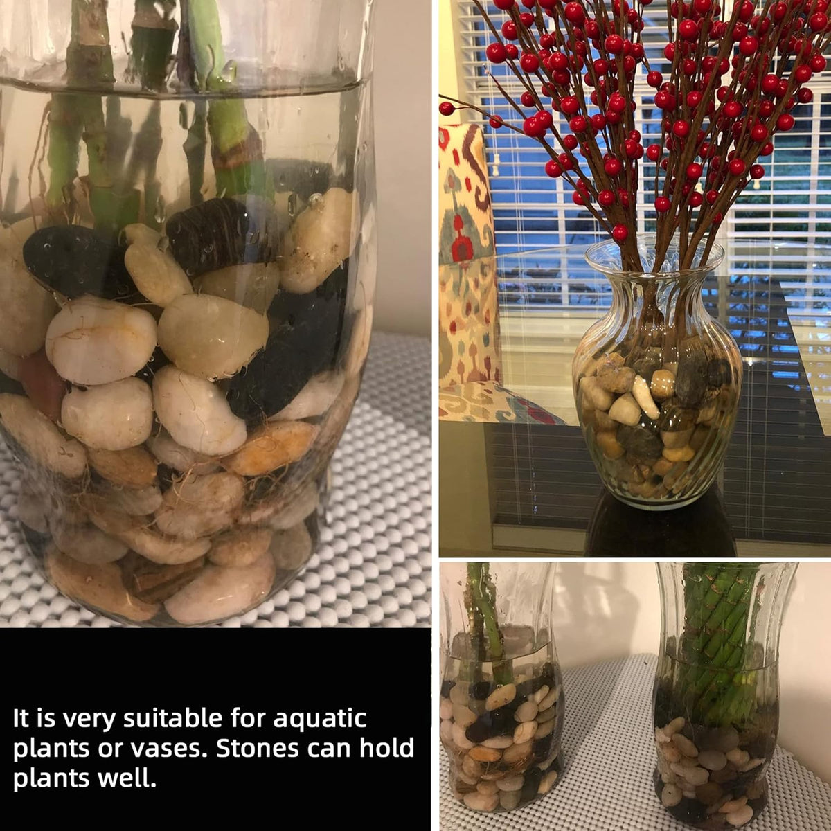 45lb Polished Pebbles for Plants Potting,Succulents Aquarium Fish Tank Vases-Decorative River Rocks