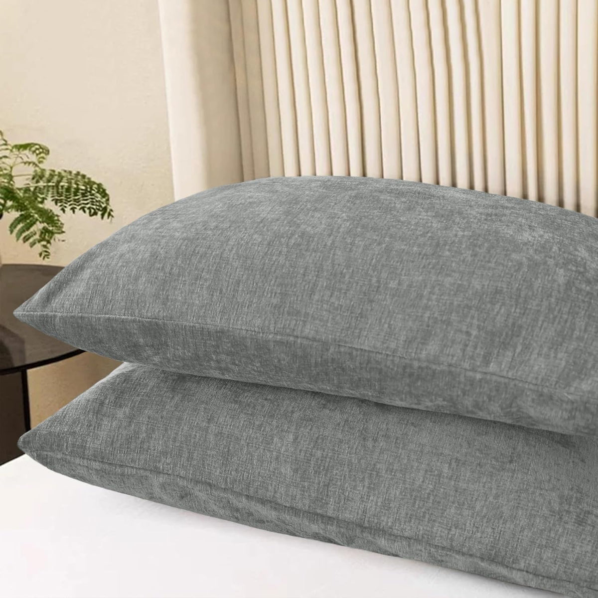CaliTime Throw Pillow Covers Decorative 20 X 26 Inches Pack of 2 Cozy Chenille Standard Pillow