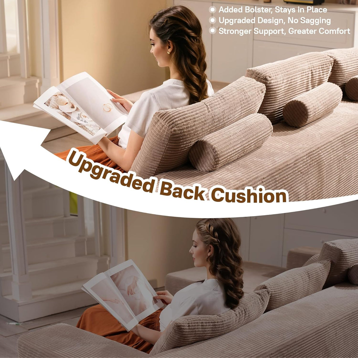 104" Cloud Sectional Couches for Living Room,L Shaped Boneless Couch in A Box,Sleeper Sofa with
