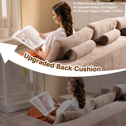 104" Cloud Sectional Couches for Living Room,L Shaped Boneless Couch in A Box,Sleeper Sofa with