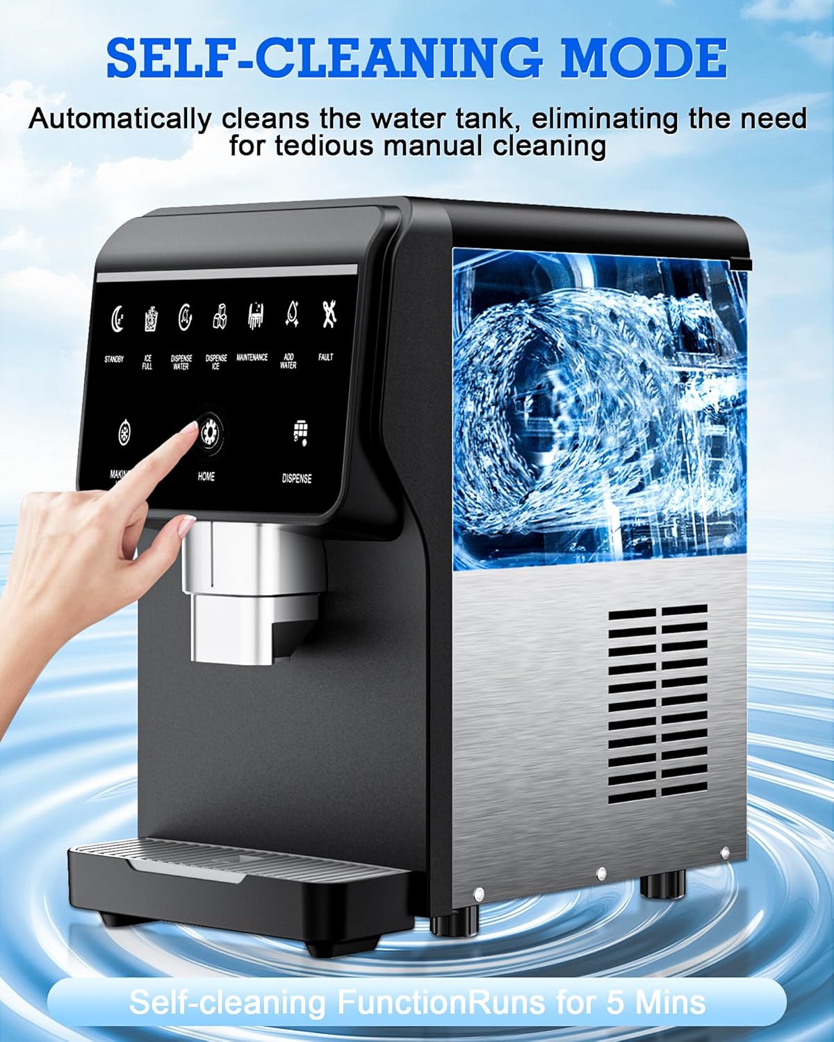 Nugget Ice Maker Machine 80LB/24H, Ice Makers Countertop 6 LB Ice Storage, Chewable Pellet, Ice