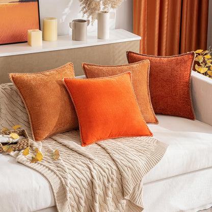 MIULEE Pack of 2 Fall Couch Throw Pillow Covers 18x18 Inch Bright Orange Farmhouse Decorative