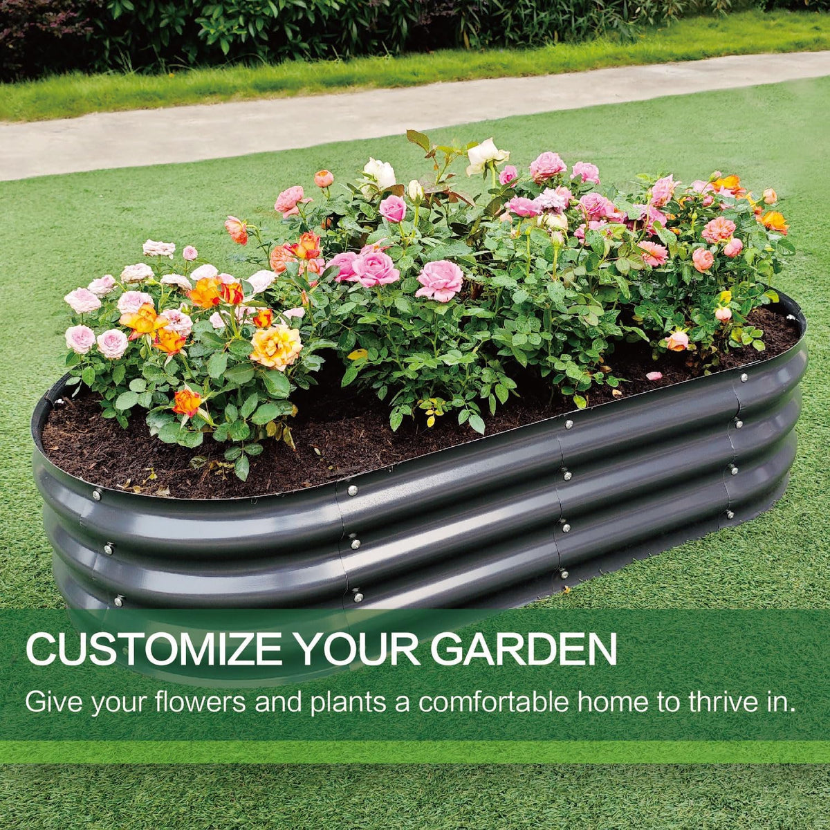 Gardmax Galvanized Raised Garden Bed, Lightweight Planter Boxes Outdoor with Easy Assembly, Large