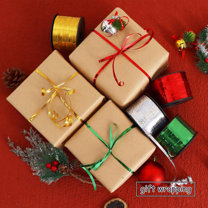BEISHIDA 4 Pack Christmas Curling Ribbons Red Green Gold Silver Balloon String Ribbons for Gift