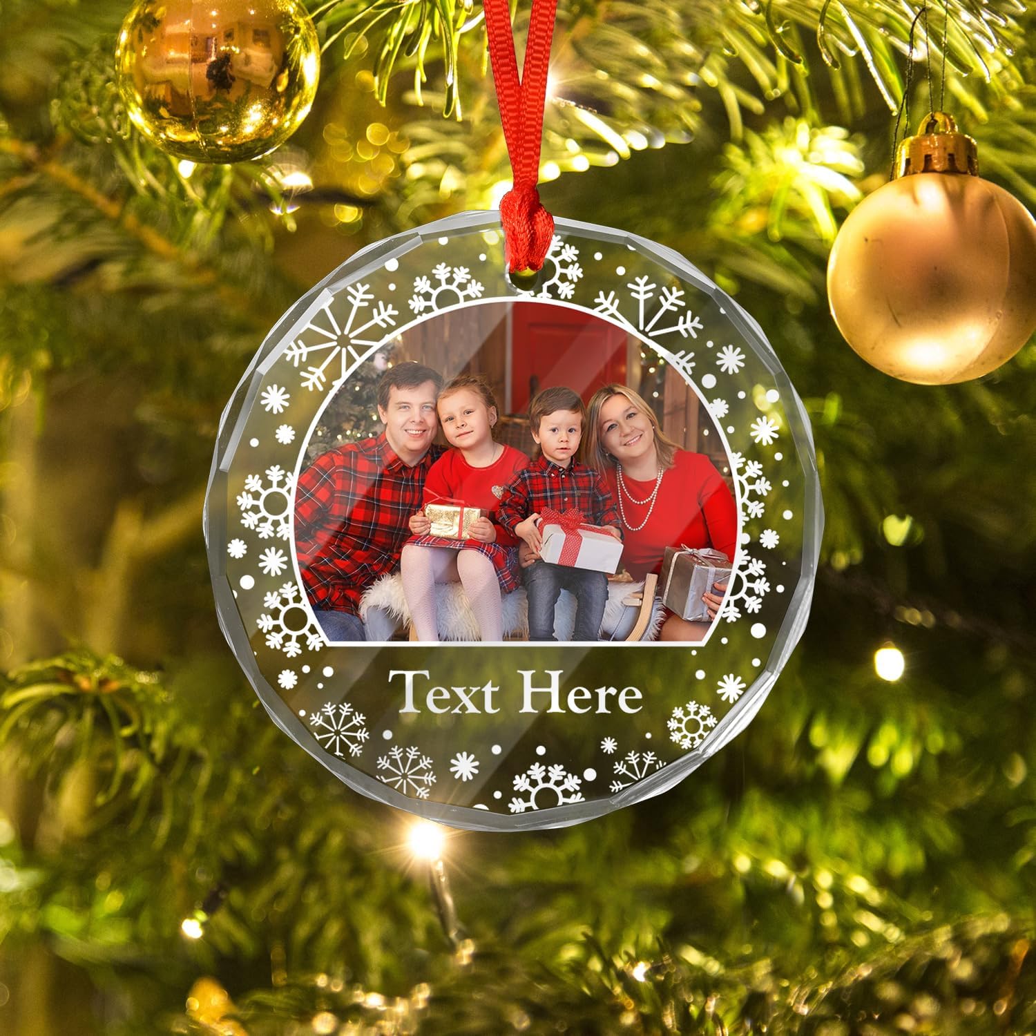 Personalized Photo Crystal Ornaments, Custom Glass with Picture for Christmas, Customized Crystal