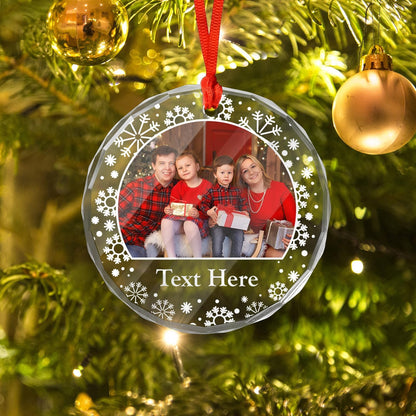Personalized Photo Crystal Ornaments, Custom Glass with Picture for Christmas, Customized Crystal