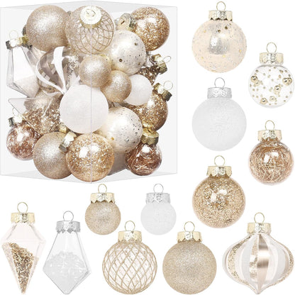 Christmas Ball Ornaments Set, 34PCS Clear Plastic Shatterproof Christmas Ornaments for Xmas Tree