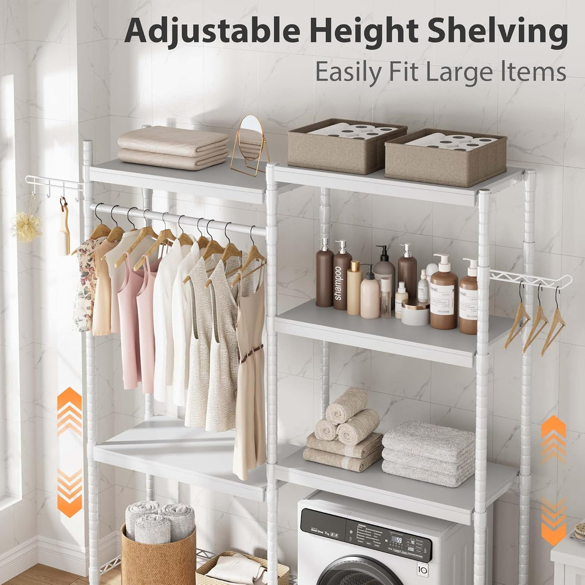Double Row Over Washer and Dryer Storage Shelves, Laundry Room Organization and Storage, Heavy Duty