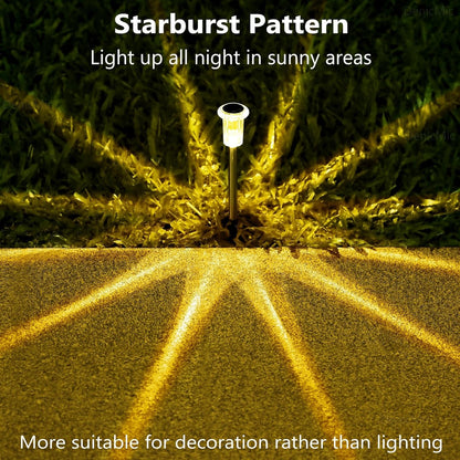DenicMic Solar Lights Outdoor 10 Pack Waterproof 3000K Warm White LED Acrylic lamp Head Stainless