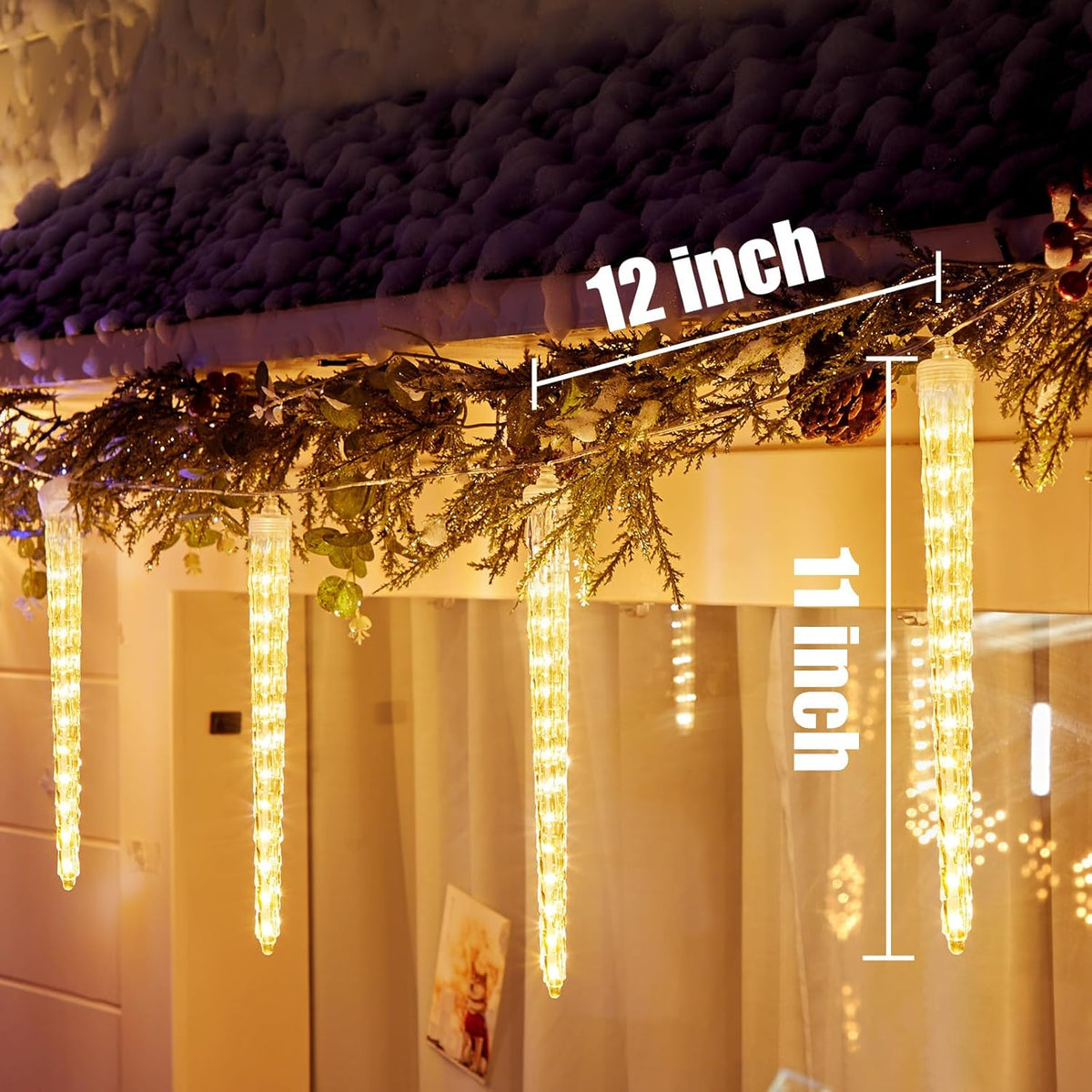Christmas Meteor Shower Icicle Lights Outdoor, 19.8Ft With 20 Large Tube 480 LED Dropping Effect
