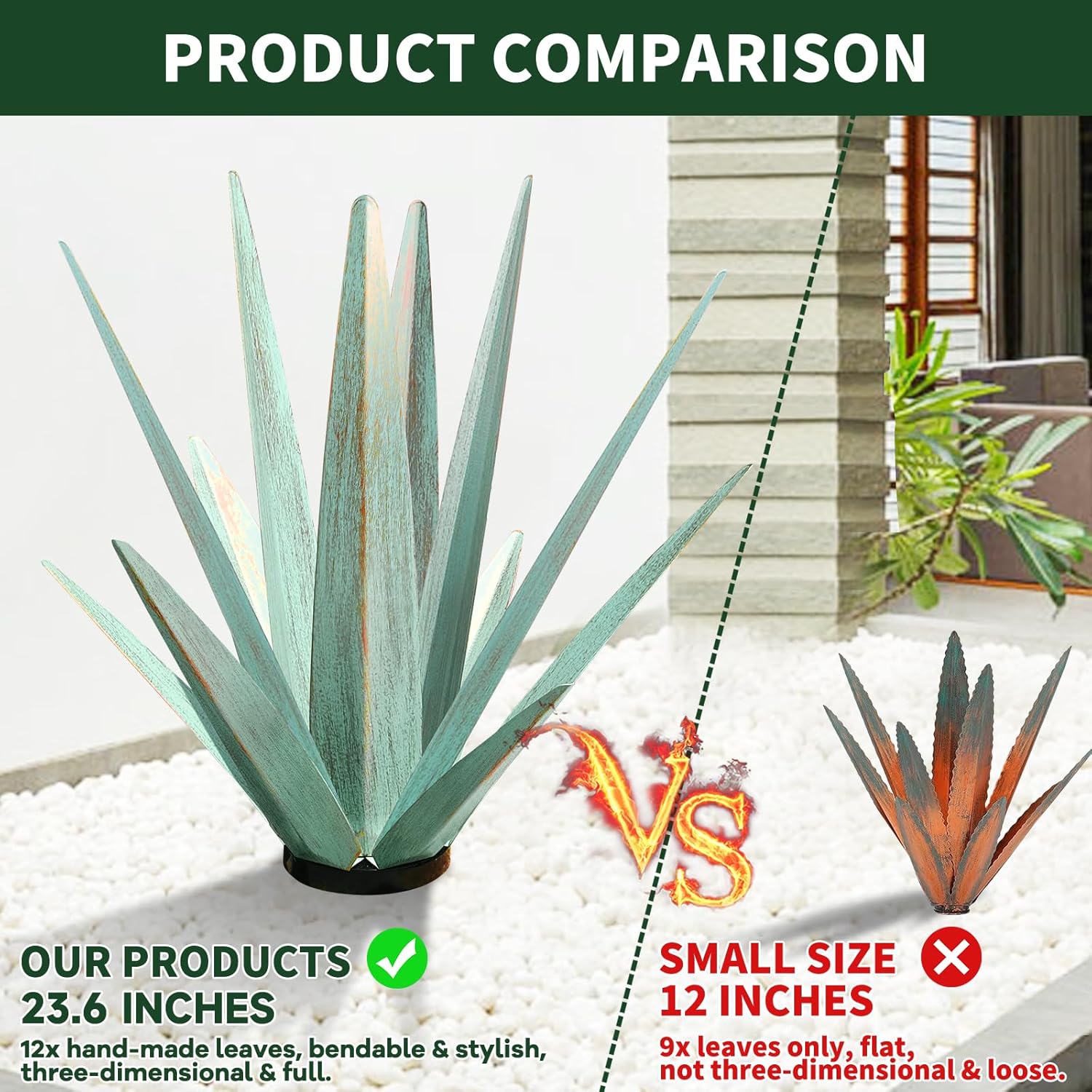 Large Tequila Rustic Sculpture, Rustic Metal Agave Plants for Outdoor Patio Yard, Home Decor Hand