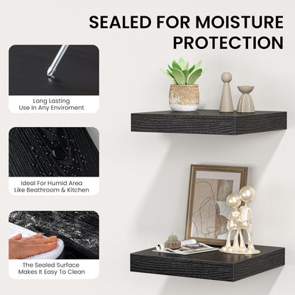 Square Floating Shelves for Wall, 10" W x 10" D x 1.2" H, Small Wooden Wall Mounted Display Shelves