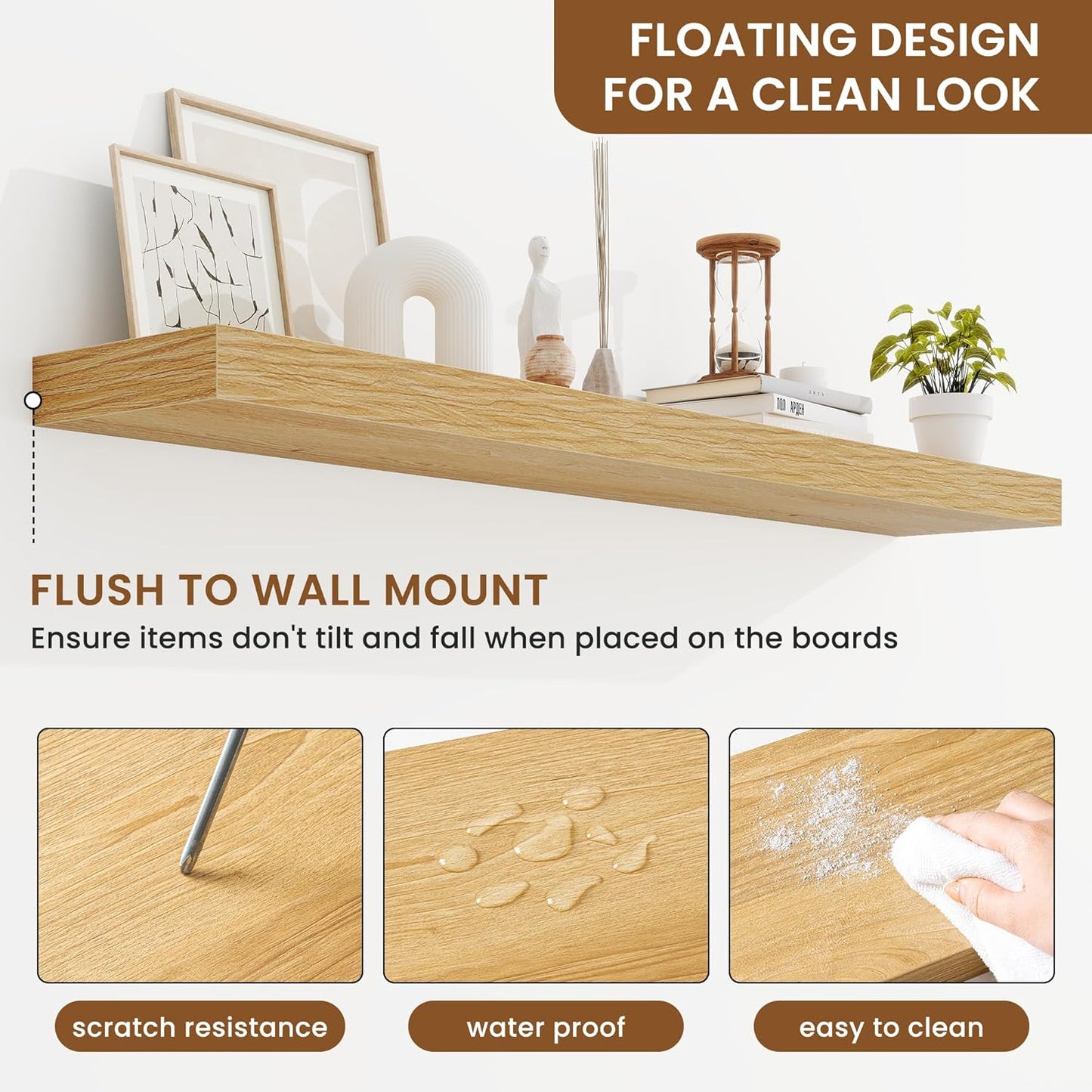 fuqing Floating Shelves for Wall, Bathroom Shelf Wall Mounted for Storage, Shelves with Invisible