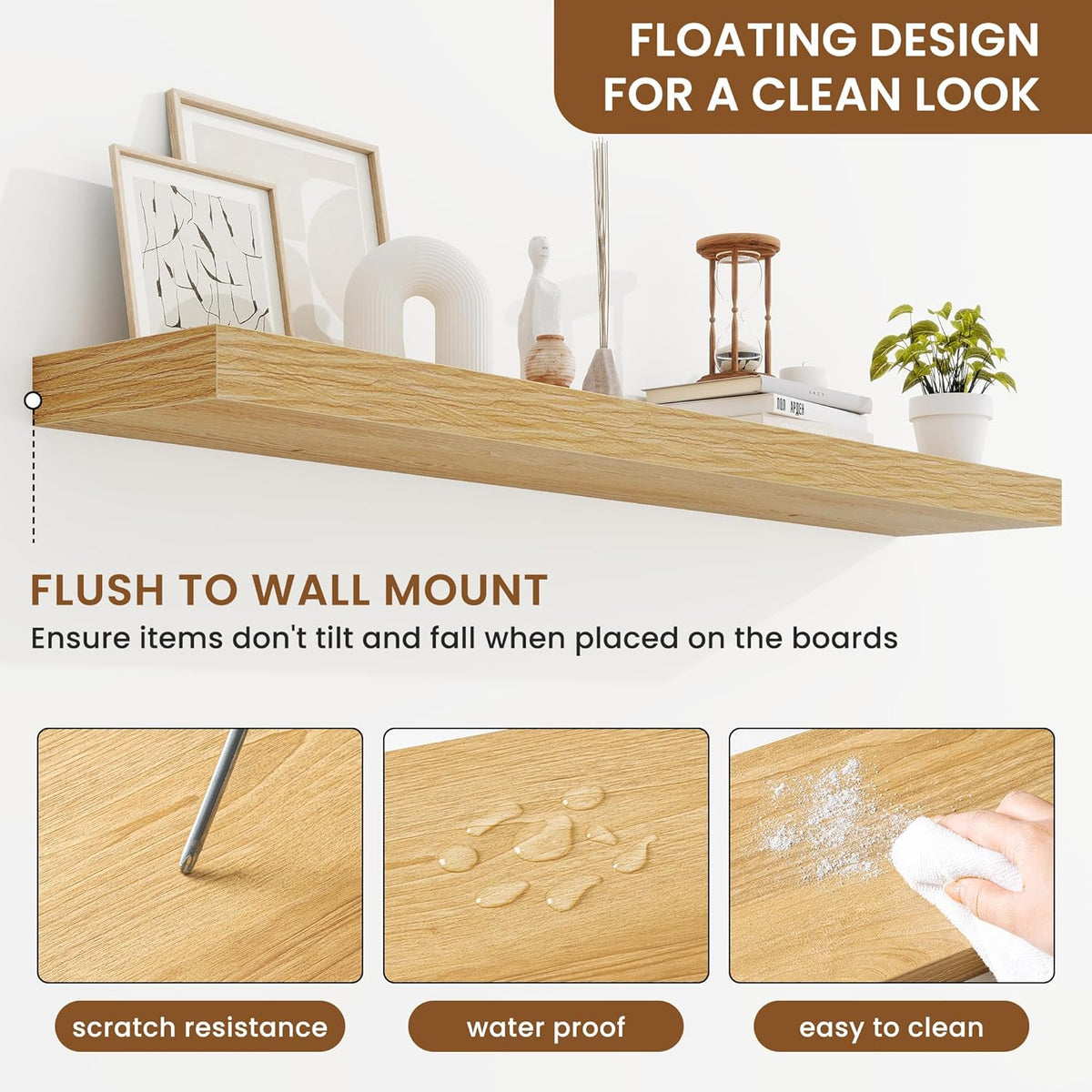 fuqing Floating Shelves for Wall, Bathroom Shelf Wall Mounted for Storage, Shelves with Invisible