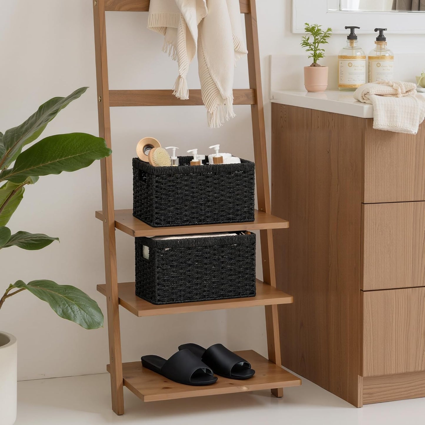 StorageWorks Pantry Baskets, Wicker Storage Baskets for Organizing, Bathroom Shelves, Pantry