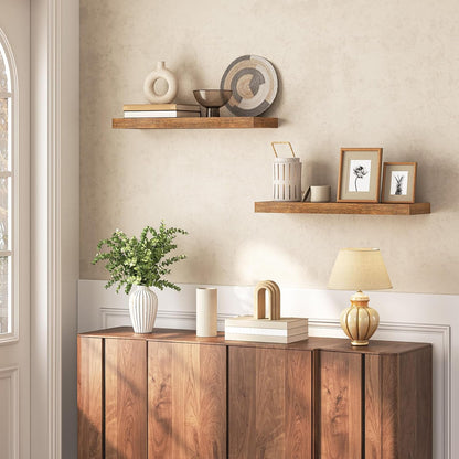 HOOBRO Floating Shelves for Wall, Wall Mounted Shelf Set of 2, 23.6" Hanging Shelf with Invisible
