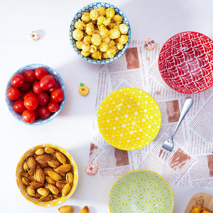 Colorful Ceramic Bowls 10oz, 4.7in small cereal bowl Set of 6 for ice cream, Dessert, Porcelain