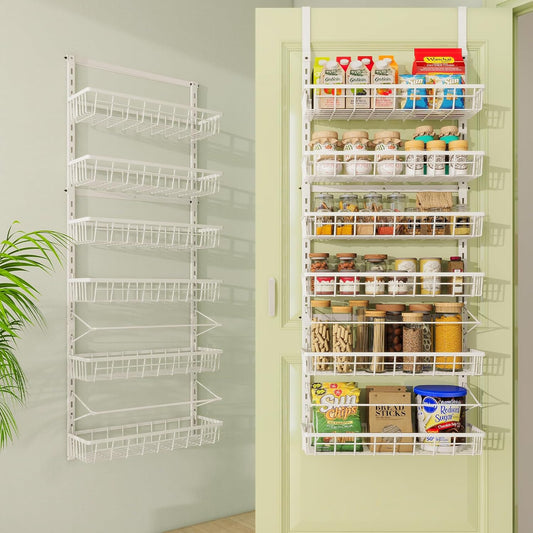 Over The Door Pantry Organizer, Wall Mount Spice Rack, Pantry Hanging Storage and Organization, 6