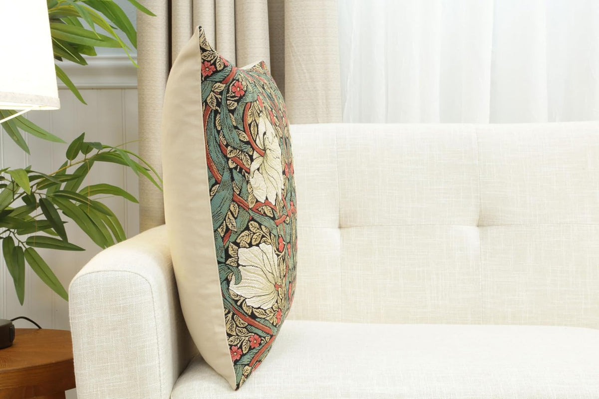 Charlotte Home Furnishings Pimpernel Red Green Floral Throw Pillow Cover 18” x 18” – Double-Sided