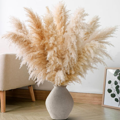 10 PCS 40" Tall Pampas Grass Stems in Natural Beige, Add a Boho Touch to Your Space—Pompas Grass