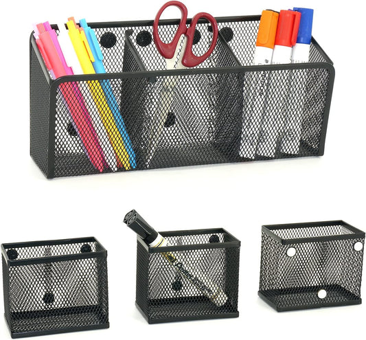Neudeco Magnetic Pencil Holder, Locker Shelf Organizer, Metal Storage Basket for Whiteboard