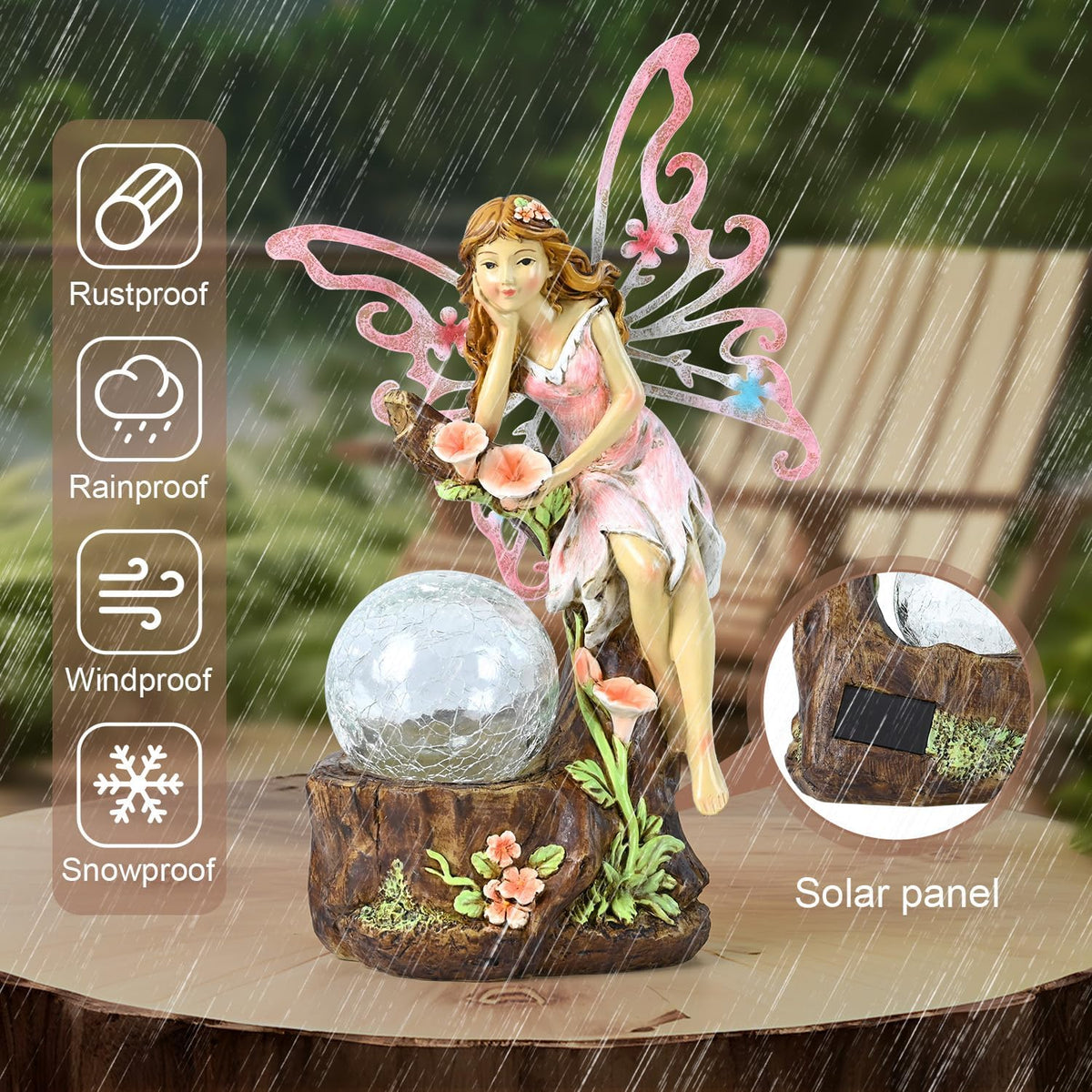 Garden Fairy Statue Outdoor Decor-Solar Flower Fairy Figurines-Garden Fairies Statues Decoration
