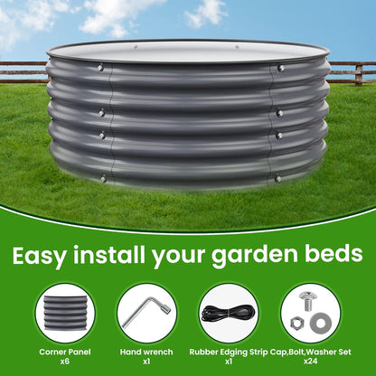 Round Raised Garden Beds, 42''x42''x17''Outdoor Galvanized Garden Planter Box for Vegetable Fruits