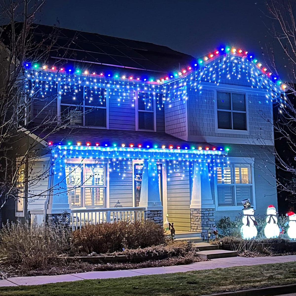 66ft Icicle Lights for Outside, Blue and White Christmas Lights Outdoor Indoor, 640 LED Twinkle