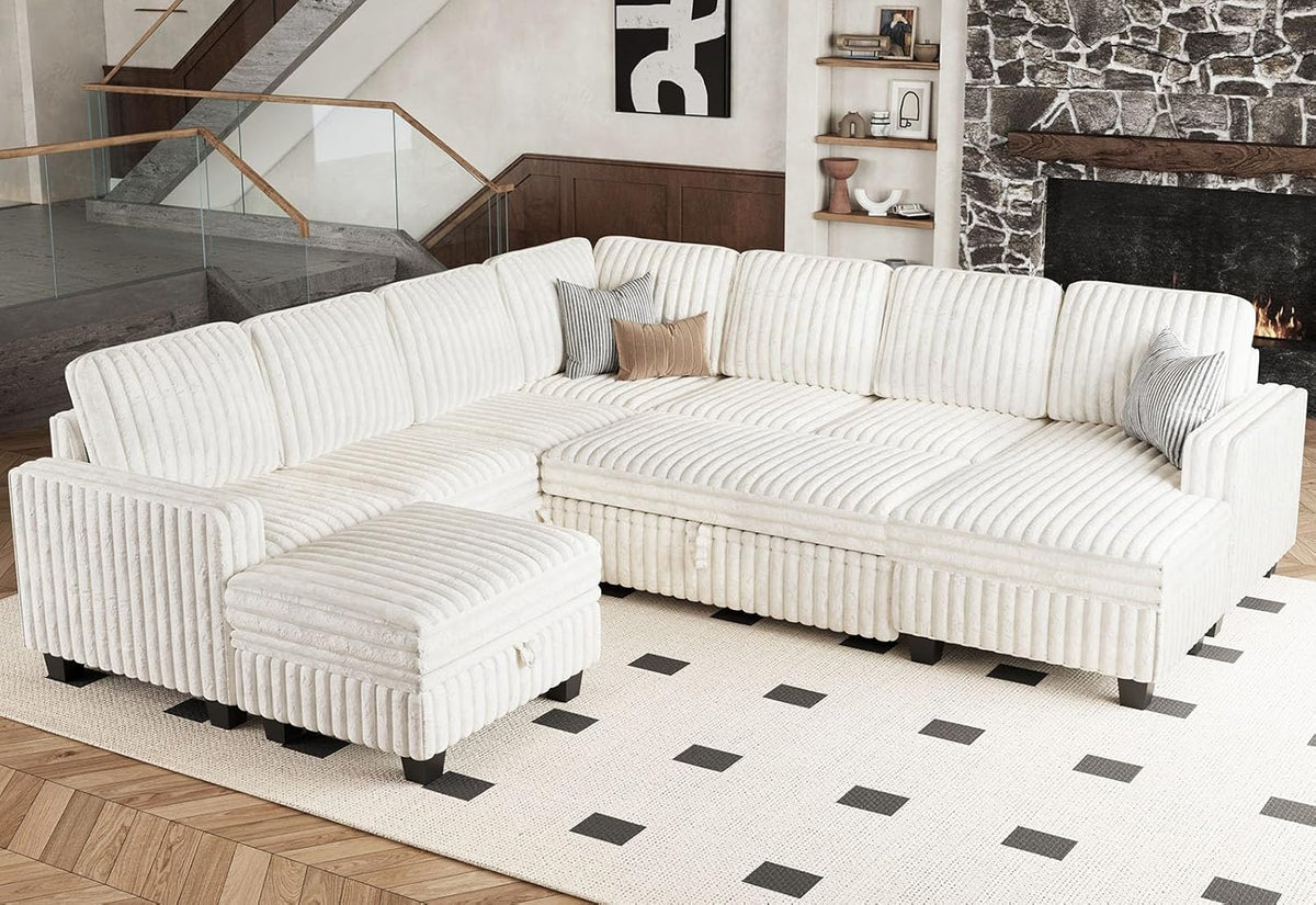 Belffin Oversized Sofa Bed Modular Sectional Sleeper Sofa with Pull Out Bed L Shaped Couch with