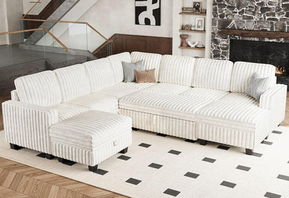 Belffin Oversized Sofa Bed Modular Sectional Sleeper Sofa with Pull Out Bed L Shaped Couch with
