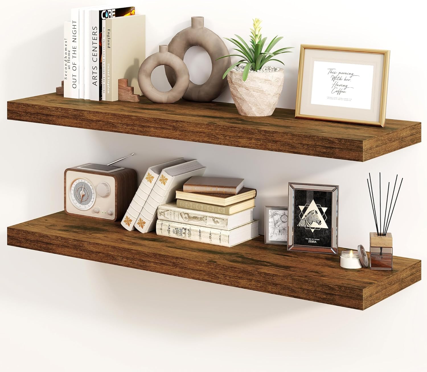 30 Inch Floating Shelves, Rustic Floating Wall Shelves 8 Inch Deep, 30 x 8 Floating Shelves for