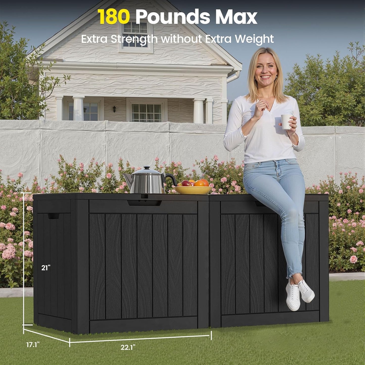 31 Gallon Outdoor Storage Box - Waterproof Resin Deck Box for Indoor & Outdoor Use, Lockable & UV