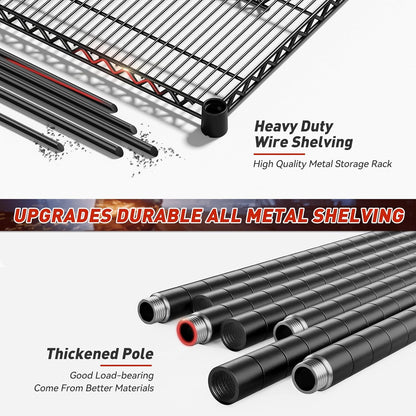 REIBII 60''W Storage Shelves 2399LBS Garage Shelving Heavy Duty with Wheels & Feet, 4 Tier Wire