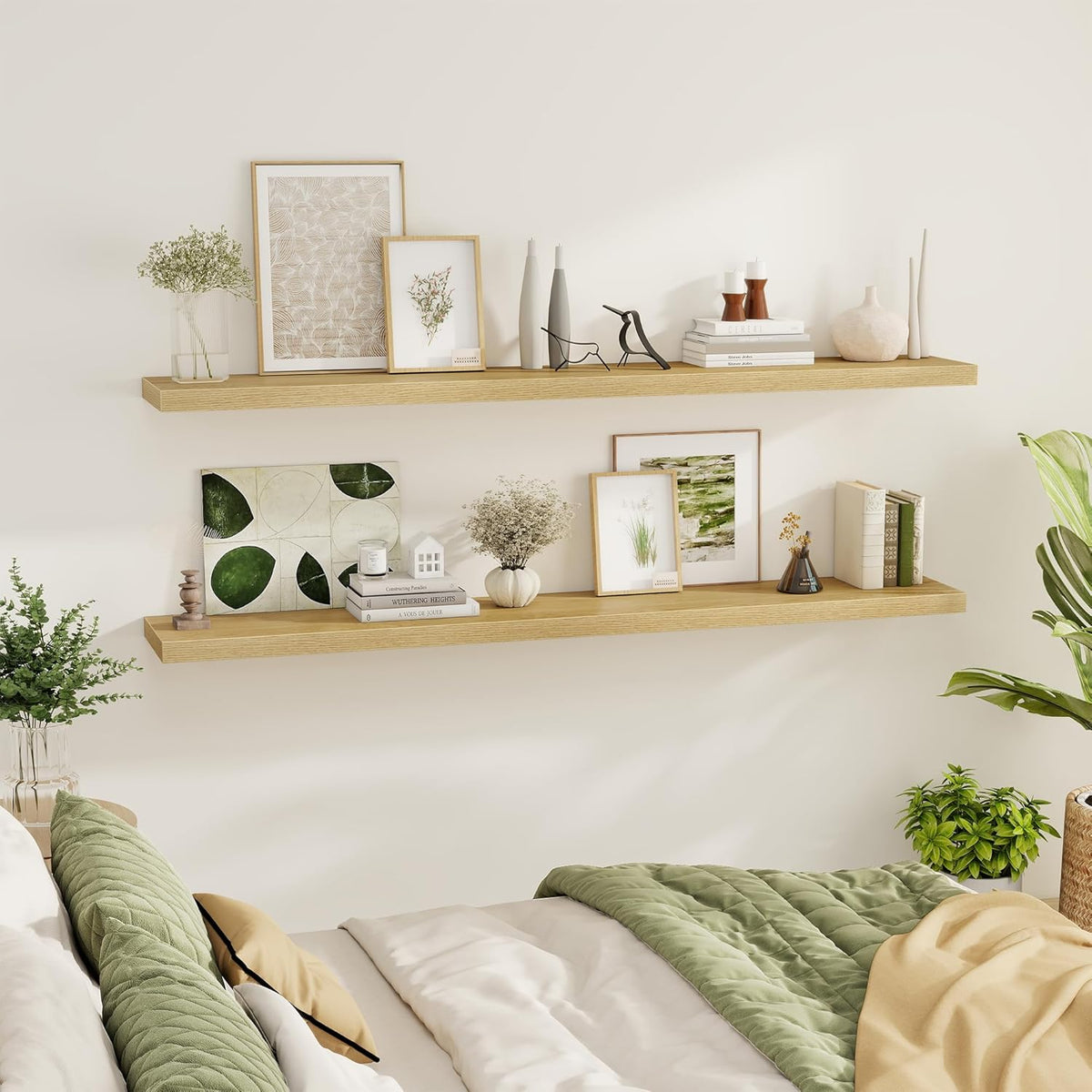 Fun Memories 72 Inch Floating Shelves for Wall 2 Pack Shelves for Bedroom|Kitchen|Bathroom 72 x 9.3