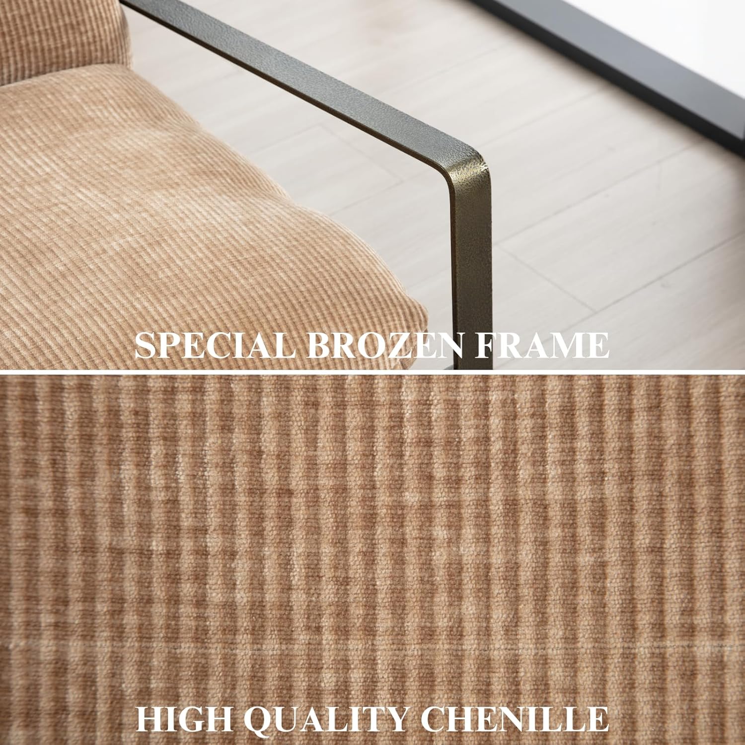 DUOMAY Mid-Century Accent Chairs Armchair Set of 2, Comfy Chenille Leisure Chairs Lazy Chairs with