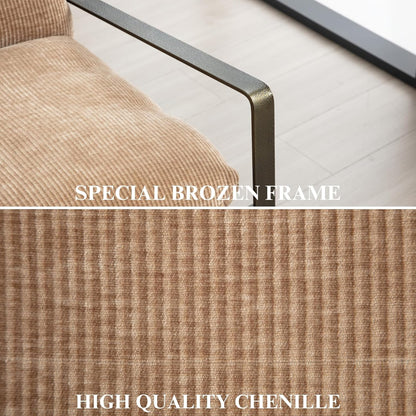 DUOMAY Mid-Century Accent Chairs Armchair Set of 2, Comfy Chenille Leisure Chairs Lazy Chairs with