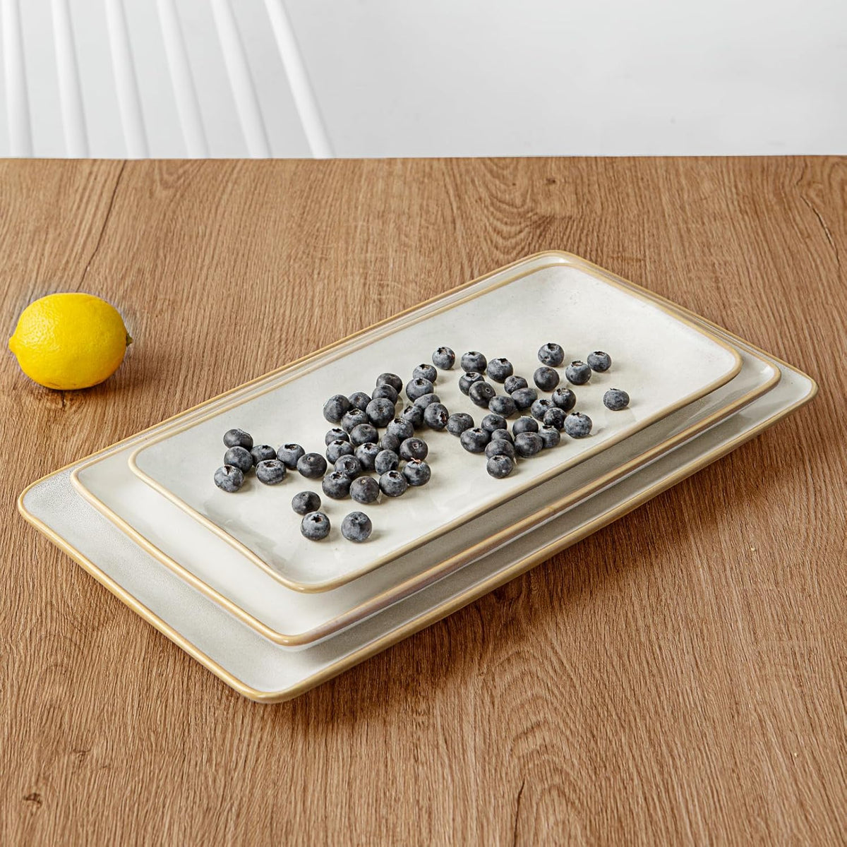 famiware Serving Platter, Rectangular 15.67/14.1/12.6 inch Serving Dishes for Entertaining