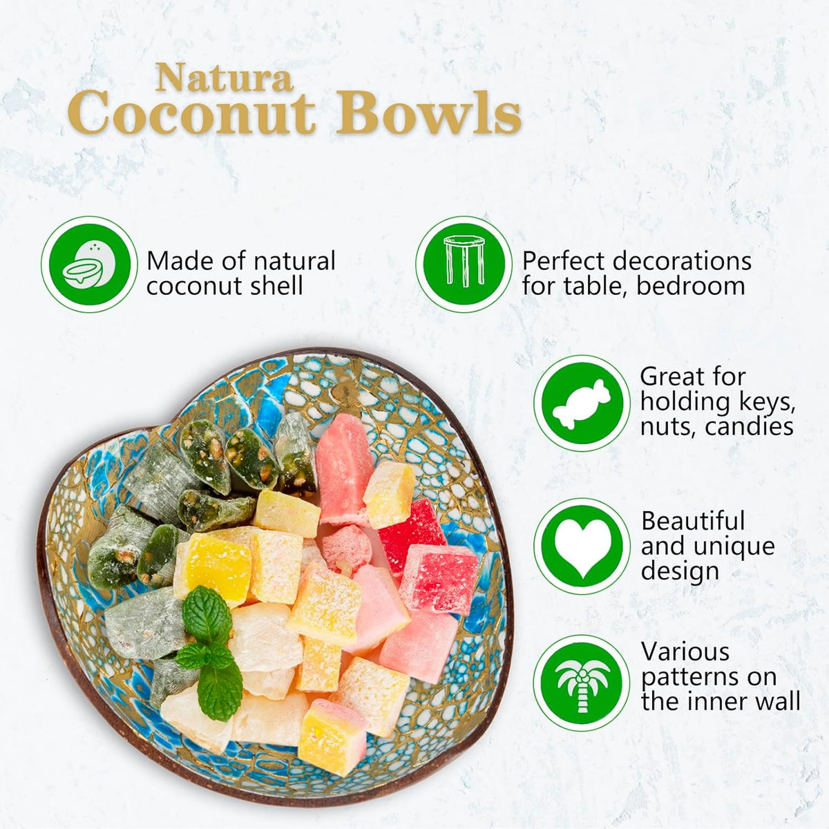 Coconut Bowls Decorative Candy Dish - Heart Acai Bowl, Natural Wooden Candy Dish, Key Bowl Holder
