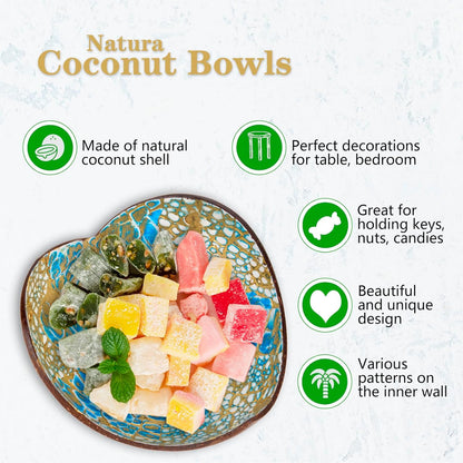Coconut Bowls Decorative Candy Dish - Heart Acai Bowl, Natural Wooden Candy Dish, Key Bowl Holder