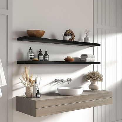 Wood Floating Shelves for Wall Decor, Rustic Wall Shelves for Bedroom Bathroom Kitchen Living Room