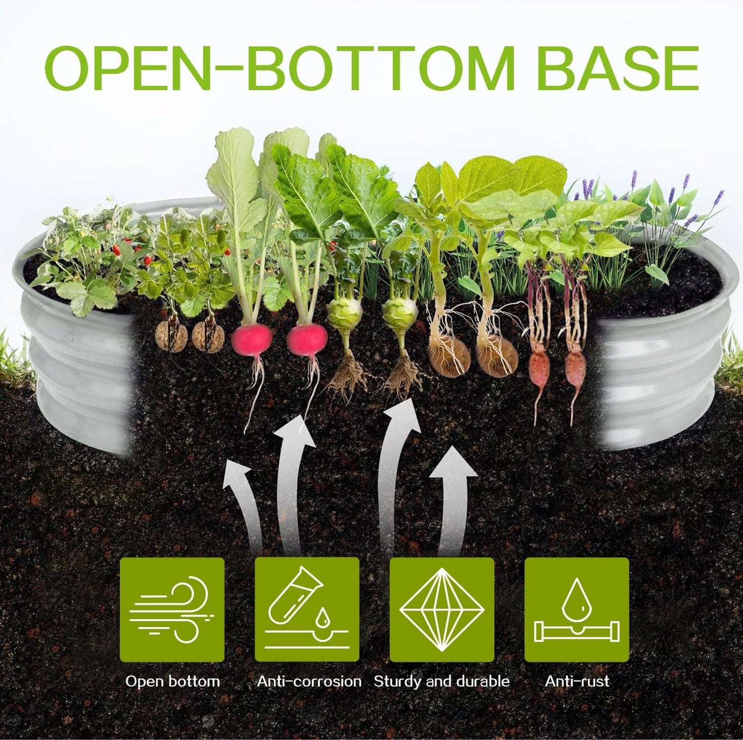 Gardmax 2 Pack Galvanized Raised Garden Bed, Lightweight Planter Boxes Outdoor with Easy Assembly