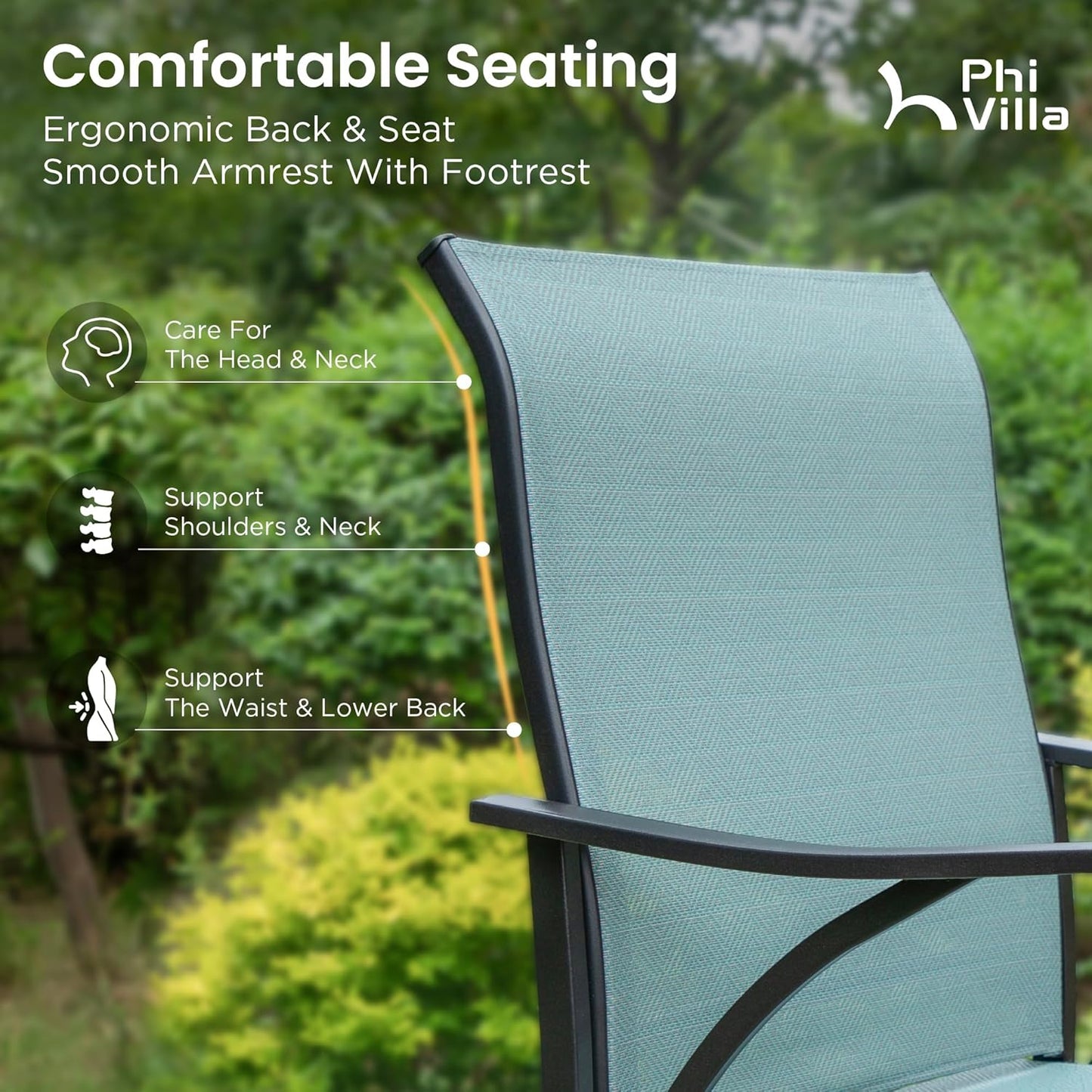 PHI VILLA 5 Piece Outdoor Bar Set, High Top Patio Bistro Bar Table and 4 Outdoor Swivel Bar Stools